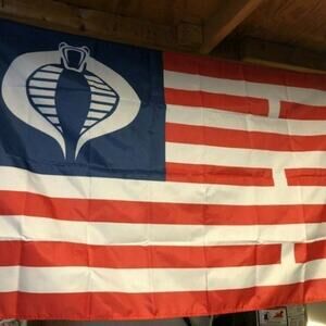 GIANT 5FT SNAKE EYES STORM SHADOW FLAG GI JOE REAL AMERICAN HERO COBRA COMMANDER